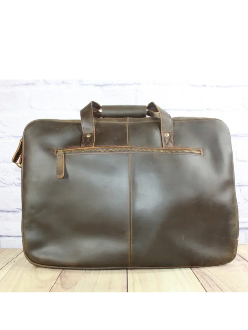 Men's Brown Leather Laptop Briefcase Messenger Bag Work Travel 18 x 12 x 3.5